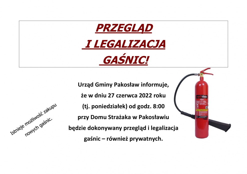 PRZEGLĄD I LEGALIZACJA GAŚNIC