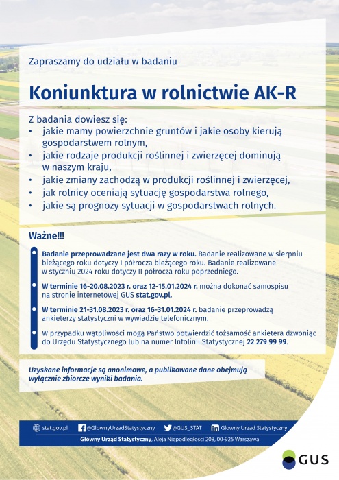 Badanie statystyczne -Ankieta koniunktury w gospodarstwie rolnym