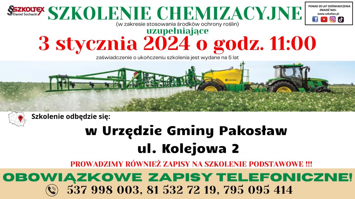 Szkolenie chemizacyjne dla mieszkańców gminy