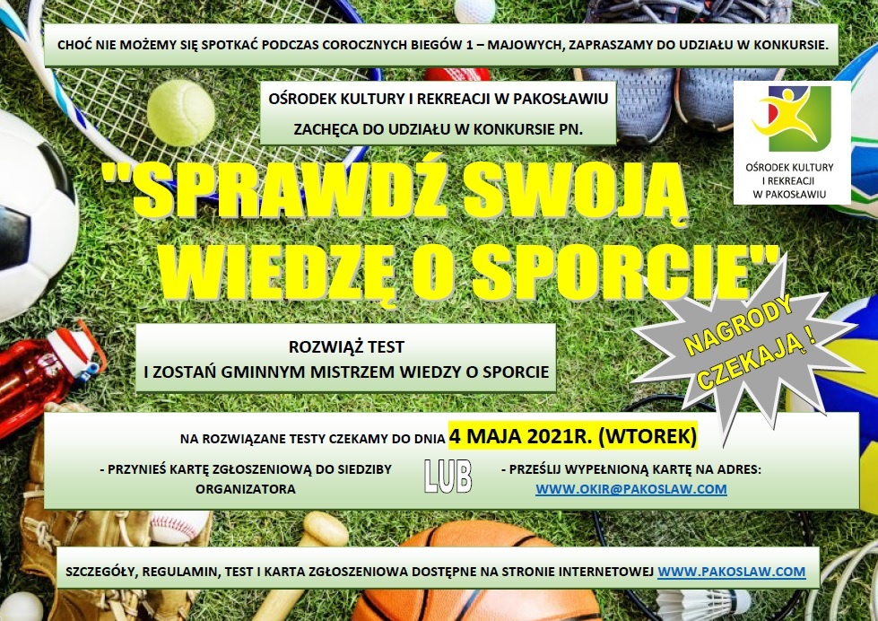 Konkurs pn. "SPRAWDŹ SWOJĄ WIEDZĘ O SPORCIE" -