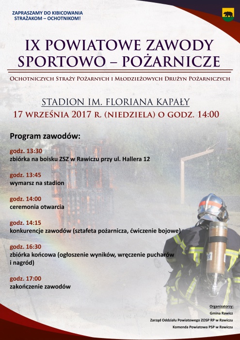 Zapraszamy na IX Powiatowe Zawody Sportowo - Pożarnicze