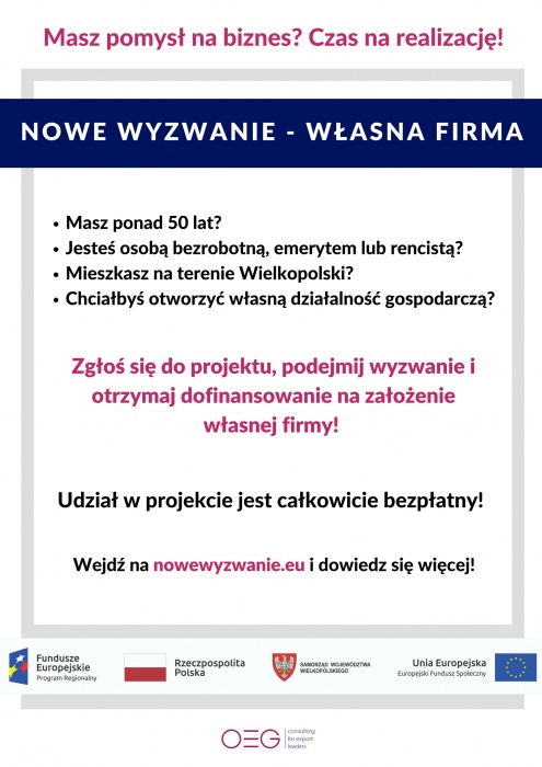 Rusza nabór do projektu “Nowe wyzwanie - własna firma” 