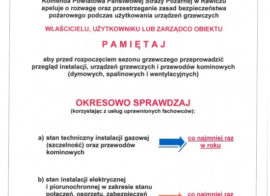 Zasady Bezpieczeństwa pożarowego podczas sezonu grzewczego