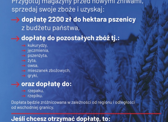 Dopłaty przed żniwami 