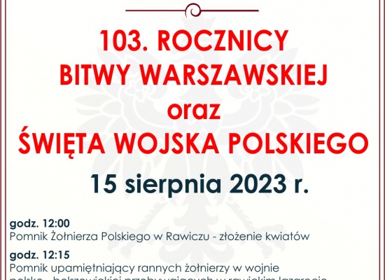 Obchody 103. rocznicy Bitwy Warszawskiej i Święto Wojska Polskiego