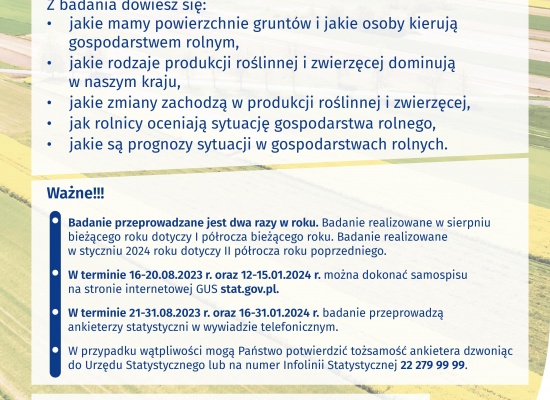 Badanie statystyczne -Ankieta koniunktury w gospodarstwie rolnym