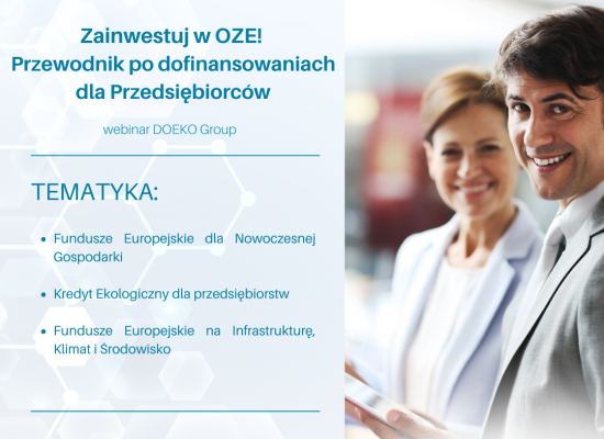 Bezpłatny webinar  pt. „Zinwestuj w OZE! Przewodnik po dofinansowaniach dla Przedsiębiorców” - 