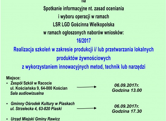 Spotkanie informacyjne nt. zasad oceniania i wyboru operacji w ramach 