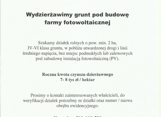 Poszukiwane działki rolne pod dzierżawę