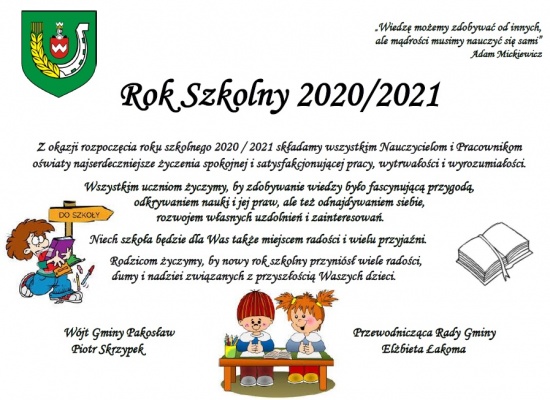 Rok szkolny 2020/2021 - życzenia